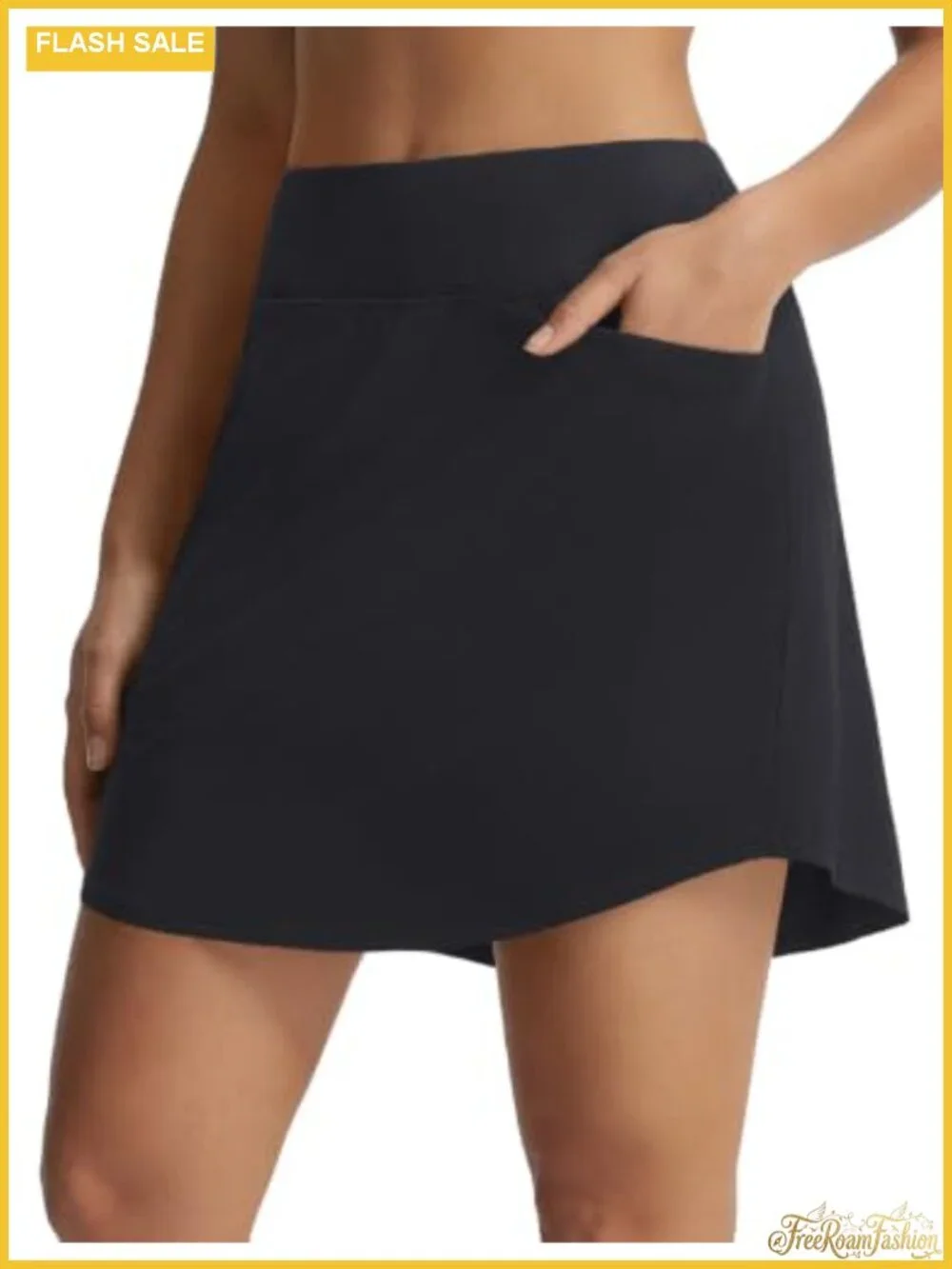 High Waisted Golf Skort with 3 Pockets, UPF50, Built-in Shorts